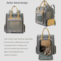 HKM-8544189 Expandable Large Capacity Pet Carrier Bag with Oxford Cloth and PU, Dark Gray and Light Gray, Fits Cats and Dogs Up to 15 lbs