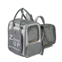HKM-8544189 Expandable Large Capacity Pet Carrier Bag with Oxford Cloth and PU, Dark Gray and Light Gray, Fits Cats and Dogs Up to 15 lbs