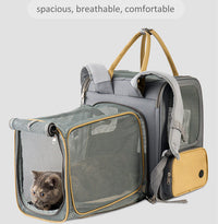 HKM-8544189 Expandable Large Capacity Pet Carrier Bag with Oxford Cloth and PU, Dark Gray and Light Gray, Fits Cats and Dogs Up to 15 lbs