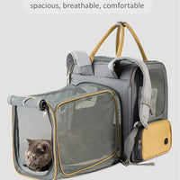 HKM-8544189 Expandable Large Capacity Pet Carrier Bag with Oxford Cloth and PU, Dark Gray and Light Gray, Fits Cats and Dogs Up to 15 lbs