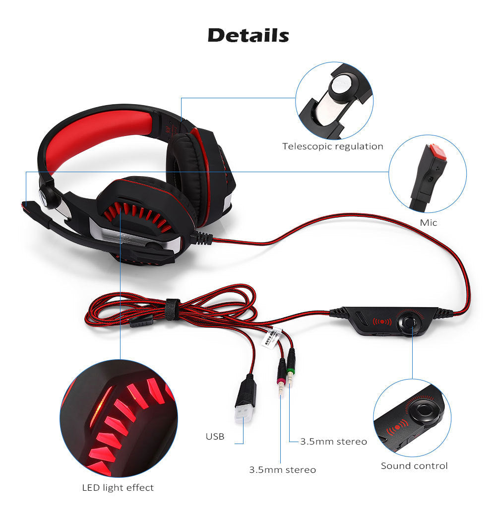 HKM-854419 E-sports Gaming Headset with LED Lighting and High-Fidelity Microphone