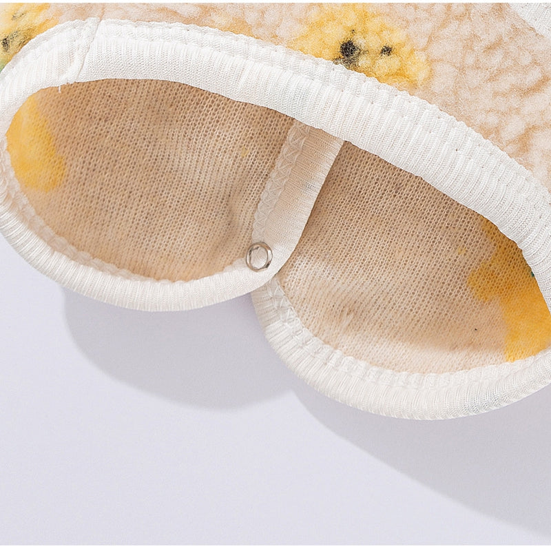 HKM-8546493 Cozy Teddy Bear Print Sherpa Pet Vest for Autumn and Winter