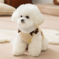 HKM-8546493 Cozy Teddy Bear Print Sherpa Pet Vest for Autumn and Winter