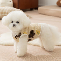HKM-8546493 Cozy Teddy Bear Print Sherpa Pet Vest for Autumn and Winter