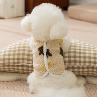 HKM-8546493 Cozy Teddy Bear Print Sherpa Pet Vest for Autumn and Winter