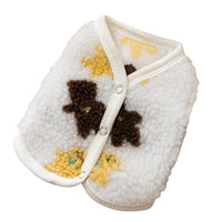 HKM-8546493 Cozy Teddy Bear Print Sherpa Pet Vest for Autumn and Winter