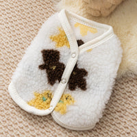 HKM-8546493 Cozy Teddy Bear Print Sherpa Pet Vest for Autumn and Winter