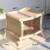 HKM-8547901 Double-Layered Solid Wood Cat Nest with Sisal Scratch Board for Comfort and Play