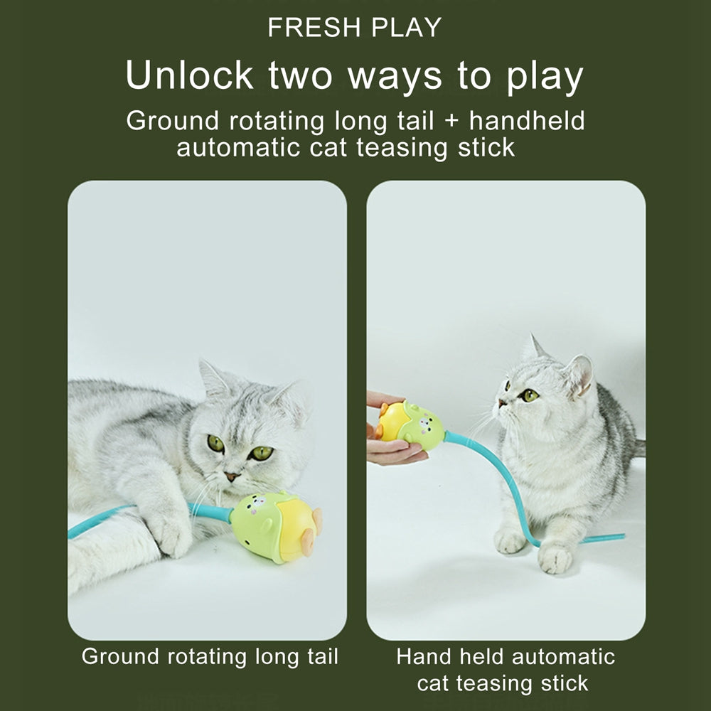 HKM-8548541 Interactive Rotating Cat Toy - Little Devil Tail Rubber Ball, Green, ABS Material, 34cm Long Tail