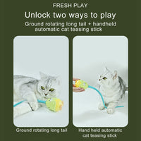 HKM-8548541 Interactive Rotating Cat Toy - Little Devil Tail Rubber Ball, Green, ABS Material, 34cm Long Tail