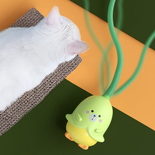 HKM-8548541 Interactive Rotating Cat Toy - Little Devil Tail Rubber Ball, Green, ABS Material, 34cm Long Tail