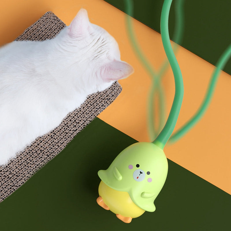 HKM-8548541 Interactive Rotating Cat Toy - Little Devil Tail Rubber Ball, Green, ABS Material, 34cm Long Tail