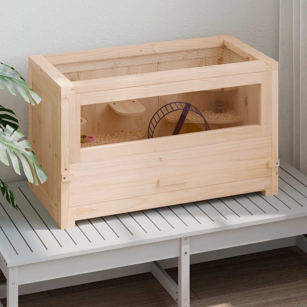 HKM-8549309 Wooden Hamster Cage with Accessories, Solid Fir Wood, 60x30x35 cm, Suitable for Small Pets