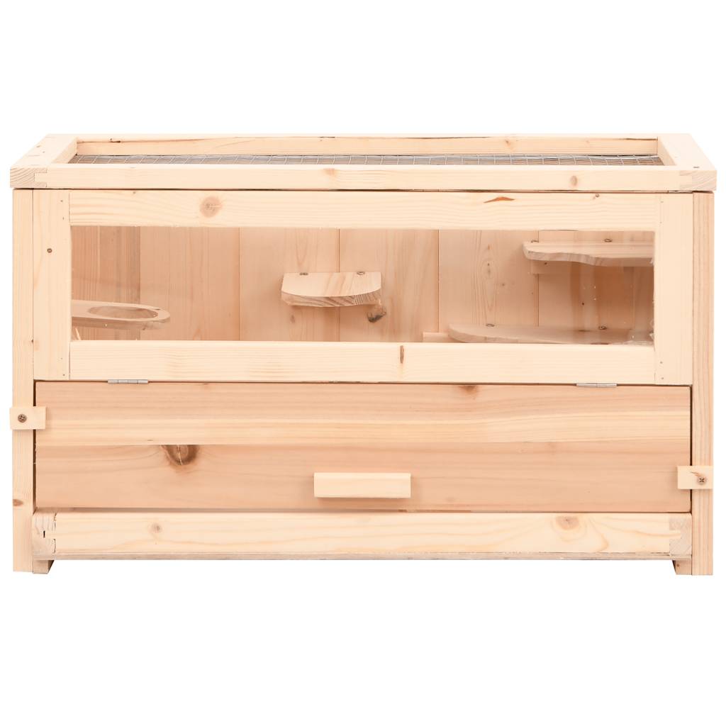 HKM-8549309 Wooden Hamster Cage with Accessories, Solid Fir Wood, 60x30x35 cm, Suitable for Small Pets