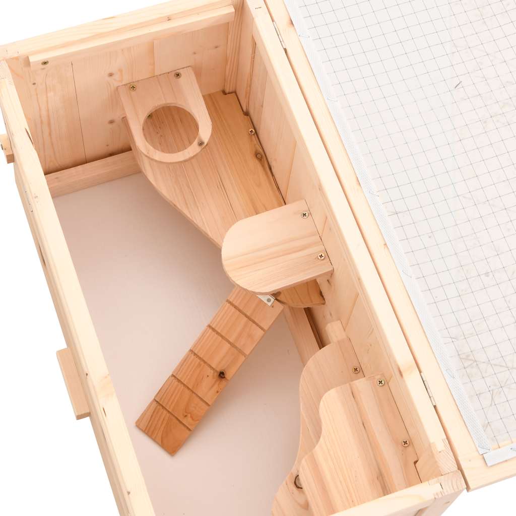 HKM-8549309 Wooden Hamster Cage with Accessories, Solid Fir Wood, 60x30x35 cm, Suitable for Small Pets