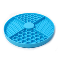 HKM-8551485 Silicone Pet Licking Mat in Round Design - Available in Gray, Blue, and Red