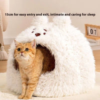 HKM-8551741 Cozy Plush Cat Nest in Three Sizes - White Bear, White Rabbit, Brown Deer Designs