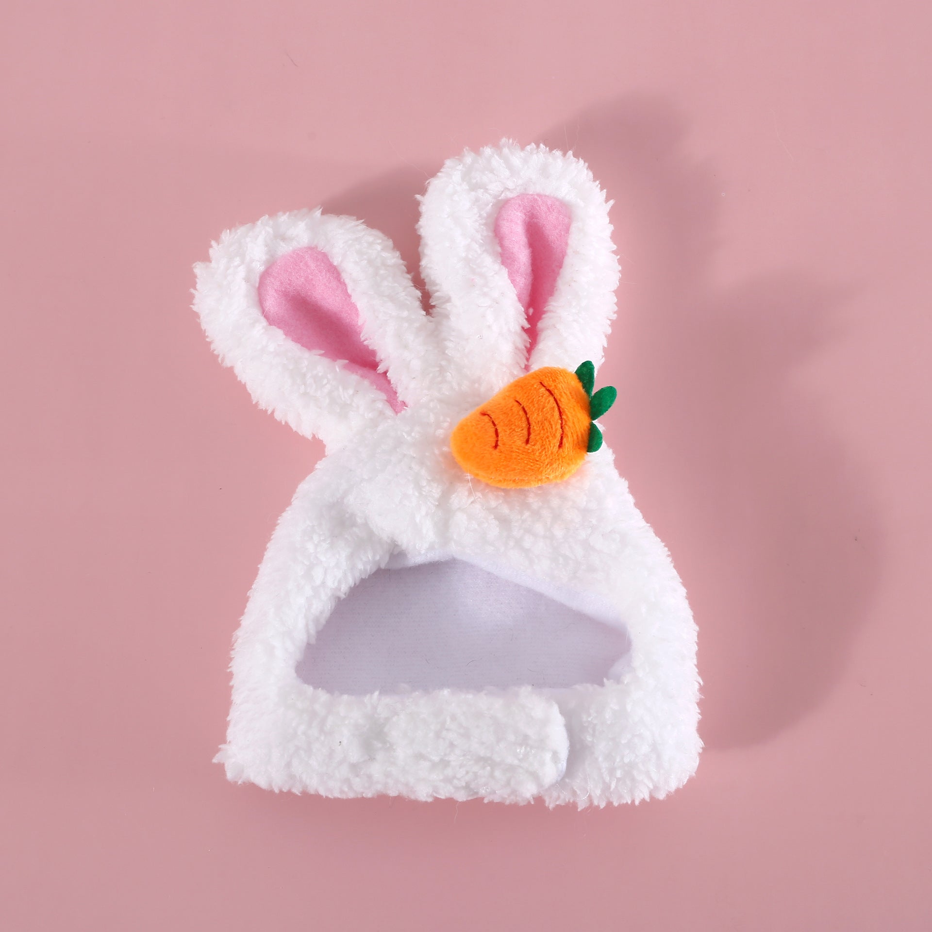 HKM-8552509 Plush Cartoon Hat with Rabbit and Carrot Ears for Cats and Dogs, Soft Polar Fleece Pet Accessory