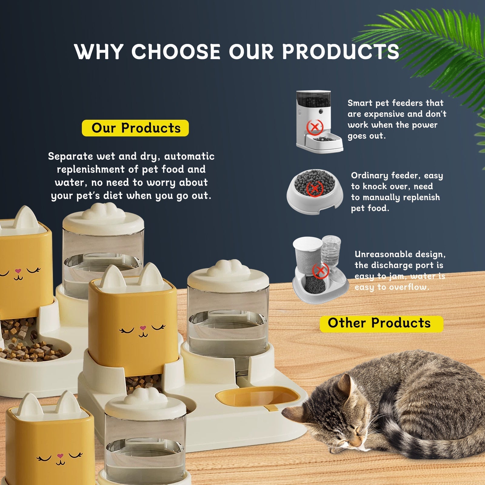 HKM-8553533 Pet Feeding and Drinking Device with Dry and Wet Separation and Automatic Water Addition for Cats and Dogs
