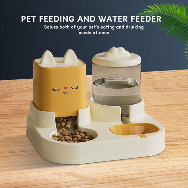 HKM-8553533 Pet Feeding and Drinking Device with Dry and Wet Separation and Automatic Water Addition for Cats and Dogs