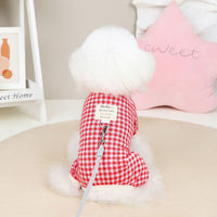HKM-8554045 Plaid Cotton Four-Legged Clothing for Small Dogs in Yellow, Red, and Blue
