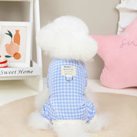 HKM-8554045 Plaid Cotton Four-Legged Clothing for Small Dogs in Yellow, Red, and Blue