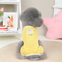 HKM-8554045 Plaid Cotton Four-Legged Clothing for Small Dogs in Yellow, Red, and Blue