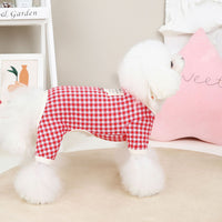 HKM-8554045 Plaid Cotton Four-Legged Clothing for Small Dogs in Yellow, Red, and Blue