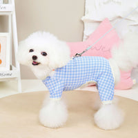 HKM-8554045 Plaid Cotton Four-Legged Clothing for Small Dogs in Yellow, Red, and Blue