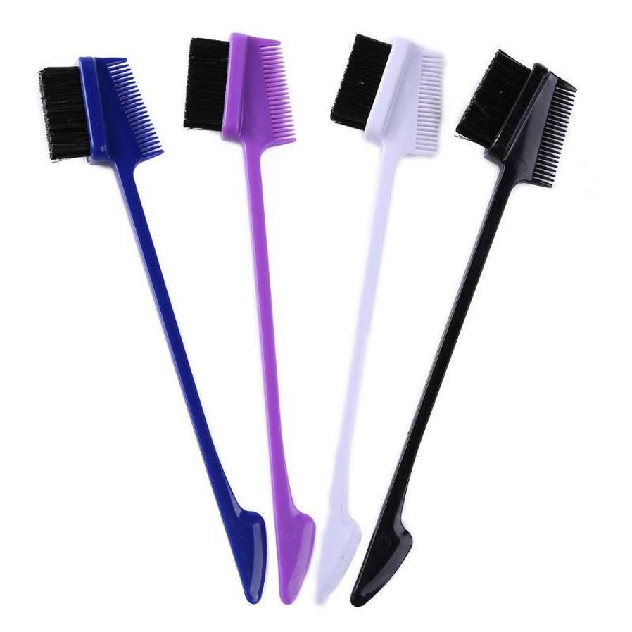 HKM-855443 Double-Sided Hair Edge Comb with Fine Bristles and Portable Design - Available in Blue, Purple, White, Black