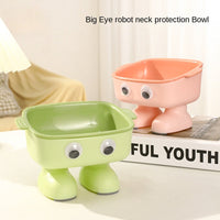 HKM-8554941 Elevated Robot-Shaped Cat Bowl with Detachable Inner Dish and Anti-Slip Base for Cats and Small Dogs