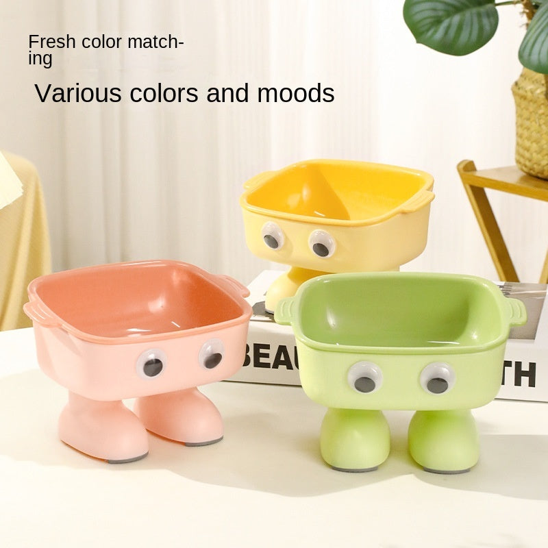 HKM-8554941 Elevated Robot-Shaped Cat Bowl with Detachable Inner Dish and Anti-Slip Base for Cats and Small Dogs