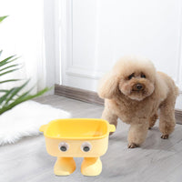 HKM-8554941 Elevated Robot-Shaped Cat Bowl with Detachable Inner Dish and Anti-Slip Base for Cats and Small Dogs