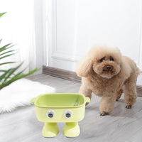 HKM-8554941 Elevated Robot-Shaped Cat Bowl with Detachable Inner Dish and Anti-Slip Base for Cats and Small Dogs