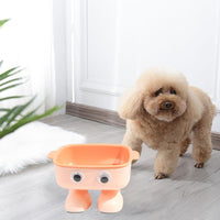 HKM-8554941 Elevated Robot-Shaped Cat Bowl with Detachable Inner Dish and Anti-Slip Base for Cats and Small Dogs