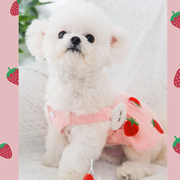 HKM-8555069 Sweet Strawberry Princess Dress for Dogs and Cats - Lightweight Woven Fabric, Various Sizes Available