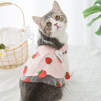 HKM-8555069 Sweet Strawberry Princess Dress for Dogs and Cats - Lightweight Woven Fabric, Various Sizes Available