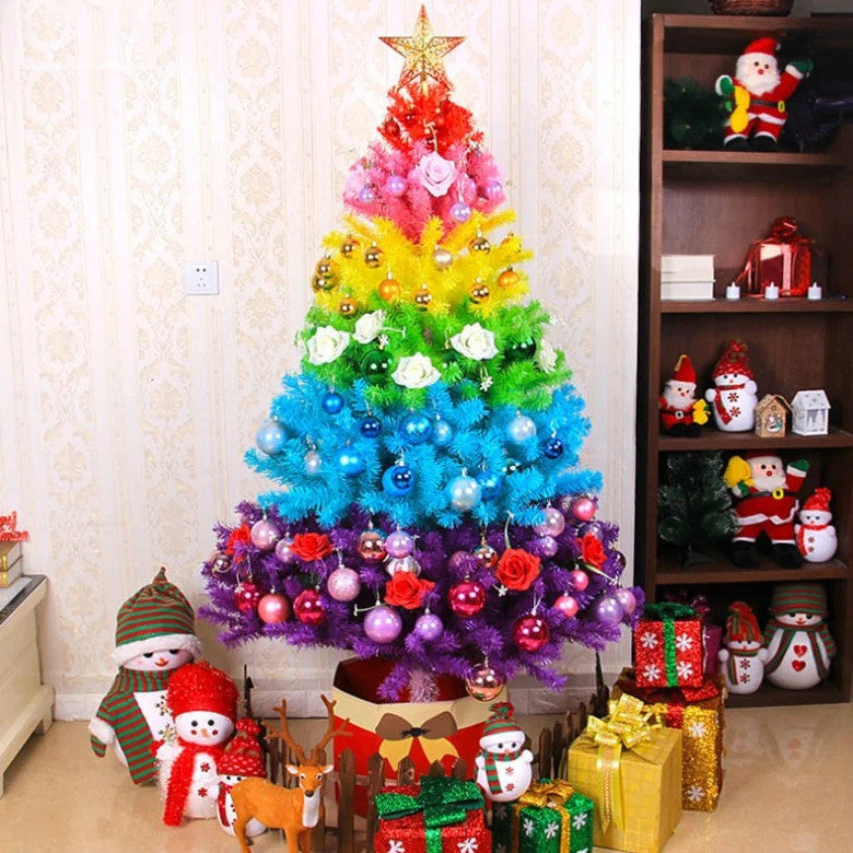 HKM-855507 60cm Rainbow Colorful Christmas Tree with 70 Heads, PVC Material