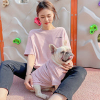 HKM-8555837 Matching Cotton Short Sleeve T-Shirt Set for Parent and Child in Blue, White, Brown, Pink