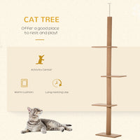HKM-8556733 Tall Cat Tree Activity Center with Scratching Posts and Adjustable Height, Brown