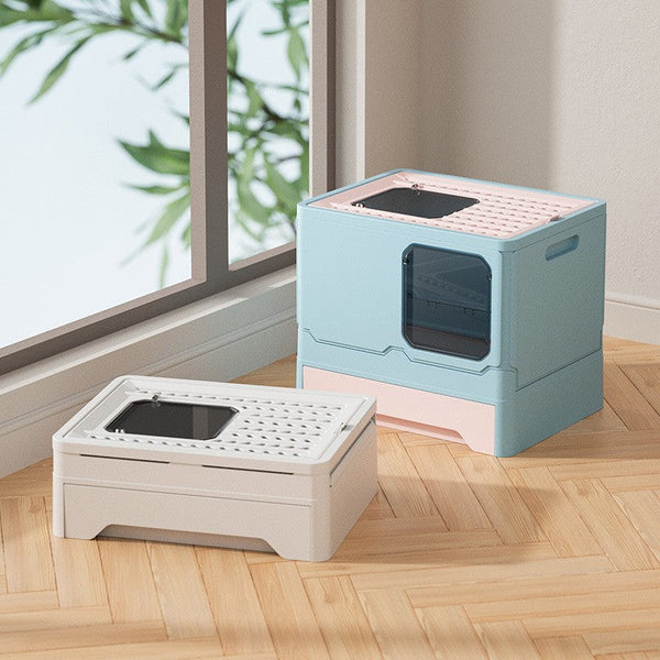 HKM-8557501 Folding Cat Litter Box with Deodorant and Splash-proof Design - Available in Multiple Colors