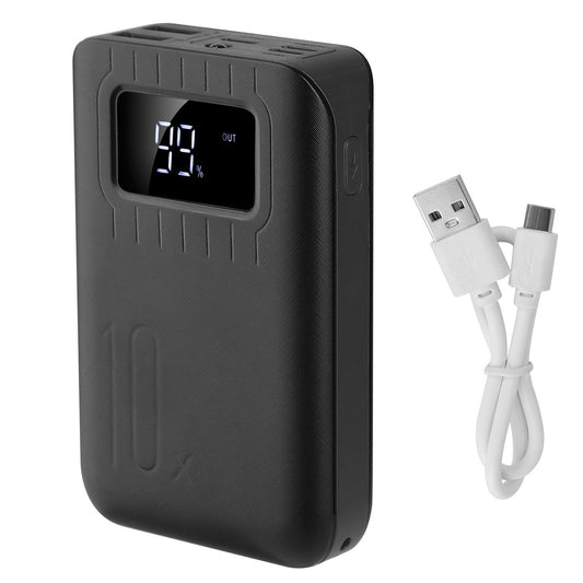 HKM-855763 10000mAh Portable Power Bank with Dual USB Ports, LCD Display and Emergency Flashlight
