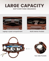 HKM-855763 Vintage PU Leather Large Business Briefcase for 15.6 Inch Laptop and Office Use