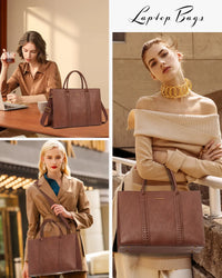 HKM-855763 Vintage PU Leather Large Business Briefcase for 15.6 Inch Laptop and Office Use