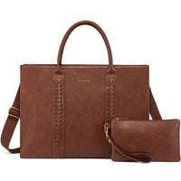 HKM-855763 Vintage PU Leather Large Business Briefcase for 15.6 Inch Laptop and Office Use