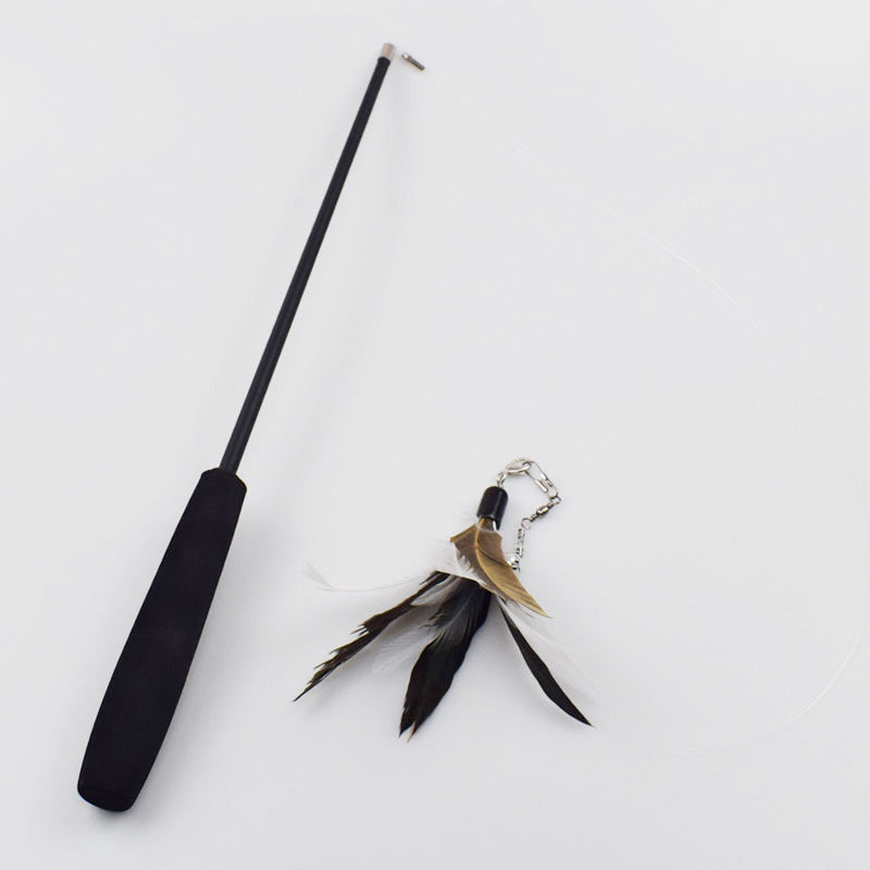 HKM-8558269 Telescopic Cat Fishing Rod with Feather - Extendable 38-98cm, Multiple Colors Available
