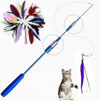 HKM-8558269 Telescopic Cat Fishing Rod with Feather - Extendable 38-98cm, Multiple Colors Available