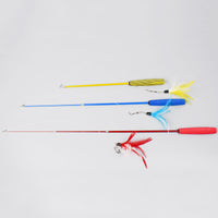 HKM-8558269 Telescopic Cat Fishing Rod with Feather - Extendable 38-98cm, Multiple Colors Available