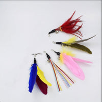 HKM-8558269 Telescopic Cat Fishing Rod with Feather - Extendable 38-98cm, Multiple Colors Available