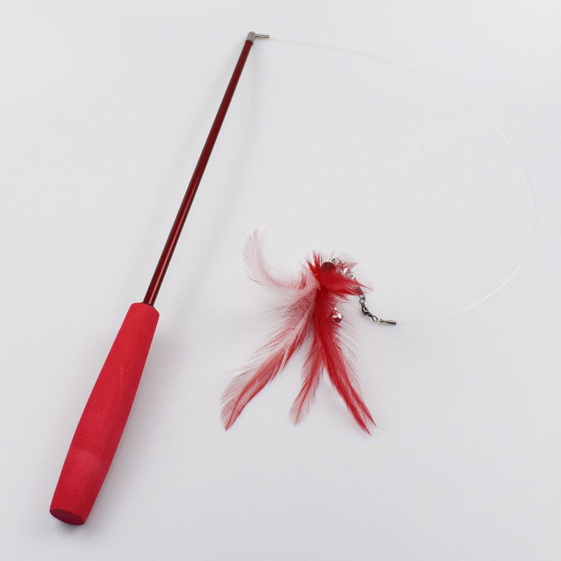 HKM-8558269 Telescopic Cat Fishing Rod with Feather - Extendable 38-98cm, Multiple Colors Available